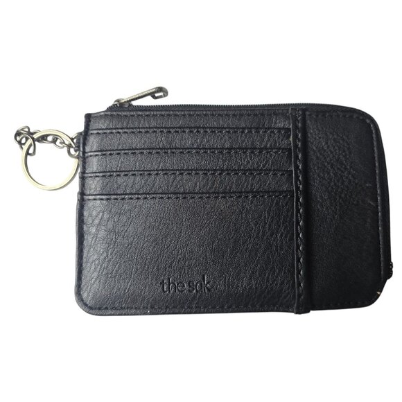 The Sak Iris Card Wallet Black Pouch 1112 Small Zip Around ID Leather - Picture 1 of 4